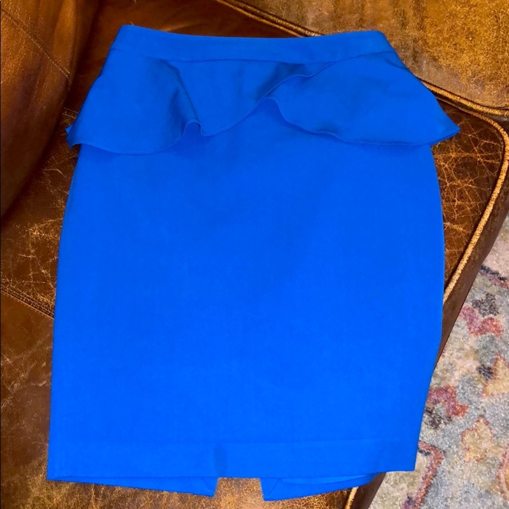 Express Blue Peplum Pencil Skirt